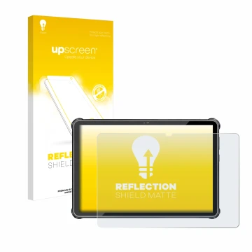 Vorderseite einer Produktverpackung mit dem Markenlogo upscreen. Daneben ist das Gerät Oukitel RT6 mit dem zugehörigen Display