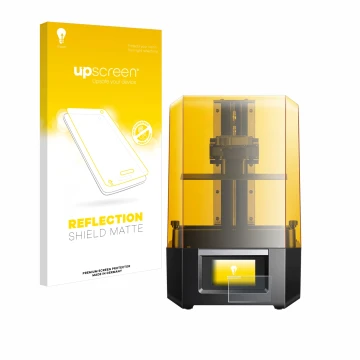 Vorderseite einer Produktverpackung mit dem Markenlogo upscreen. Daneben ist das Gerät Anycubic Photon Mono M5s mit dem zugehö