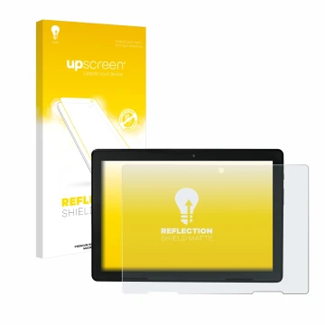Vorderseite einer Produktverpackung mit dem Markenlogo upscreen. Daneben ist das Gerät MEDION E10900 10