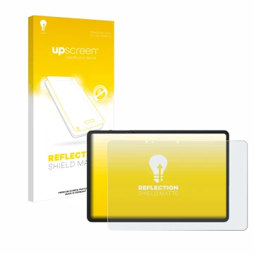 Vorderseite einer Produktverpackung mit dem Markenlogo upscreen. Daneben ist das Gerät TCL NxtPaper 14 Pro mit dem zugehörigen