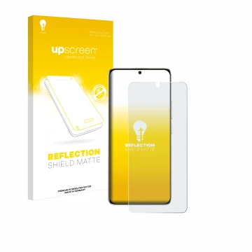 Vorderseite einer Produktverpackung mit dem Markenlogo upscreen. Daneben ist das Gerät Xiaomi Redmi Turbo 3 mit dem zugehörige