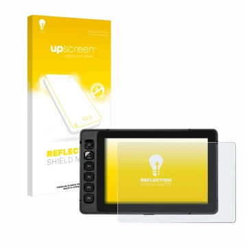 Vorderseite einer Produktverpackung mit dem Markenlogo upscreen. Daneben ist das Gerät SmallHD Ultra 7 mit dem zugehörigen Dis