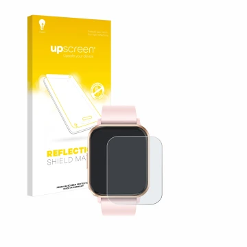 Vorderseite einer Produktverpackung mit dem Markenlogo upscreen. Daneben ist das Gerät walkbee Smartwatch 1.83