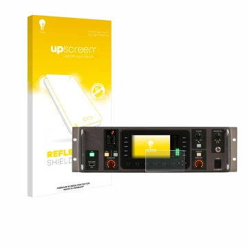 Vorderseite einer Produktverpackung mit dem Markenlogo upscreen. Daneben ist das Gerät Behringer X32 Rack mit dem zugehörigen 