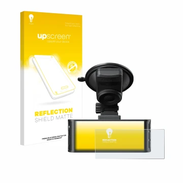 Vorderseite einer Produktverpackung mit dem Markenlogo upscreen. Daneben ist das Gerät Redtiger F7NS 4K mit dem zugehörigen Di