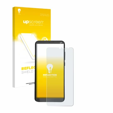 Vorderseite einer Produktverpackung mit dem Markenlogo upscreen. Daneben ist das Gerät Brondi Amico XL mit dem zugehörigen Dis