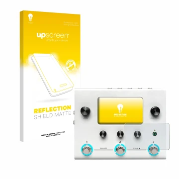 Vorderseite einer Produktverpackung mit dem Markenlogo upscreen. Daneben ist das Gerät Hotone Ampero II Stomp mit dem zugehöri
