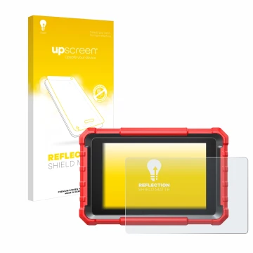 Vorderseite einer Produktverpackung mit dem Markenlogo upscreen. Daneben ist das Gerät Launch X-431 PROS Elite mit dem zugehör