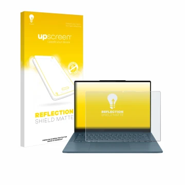 Vorderseite einer Produktverpackung mit dem Markenlogo upscreen. Daneben ist das Gerät Lenovo Yoga Pro 7 Gen 9 14