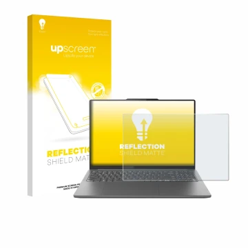 Vorderseite einer Produktverpackung mit dem Markenlogo upscreen. Daneben ist das Gerät Lenovo Yoga Pro 9i Gen 9 16