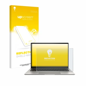Vorderseite einer Produktverpackung mit dem Markenlogo upscreen. Daneben ist das Gerät ASUS ZenBook S 13 OLED UX5304 mit dem z