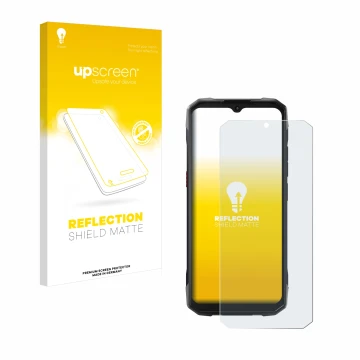 Vorderseite einer Produktverpackung mit dem Markenlogo upscreen. Daneben ist das Gerät Hotwav Cyber 15 mit dem zugehörigen Dis