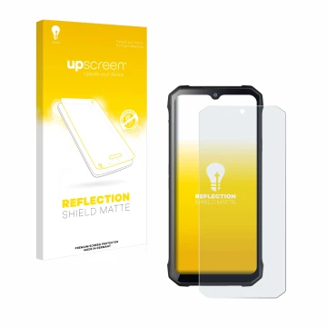 Vorderseite einer Produktverpackung mit dem Markenlogo upscreen. Daneben ist das Gerät Hotwav T7 mit dem zugehörigen Displaysc