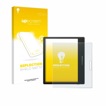 Vorderseite einer Produktverpackung mit dem Markenlogo upscreen. Daneben ist das Gerät Boox Go Color 7 mit dem zugehörigen Dis