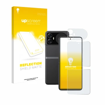 Vorderseite einer Produktverpackung mit dem Markenlogo upscreen. Daneben ist das Gerät Blackview Hero 10 (Display+Rückseite) m