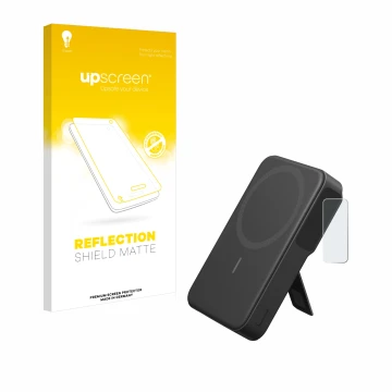 Vorderseite einer Produktverpackung mit dem Markenlogo upscreen. Daneben ist das Gerät Anker MagGo mit dem zugehörigen Display