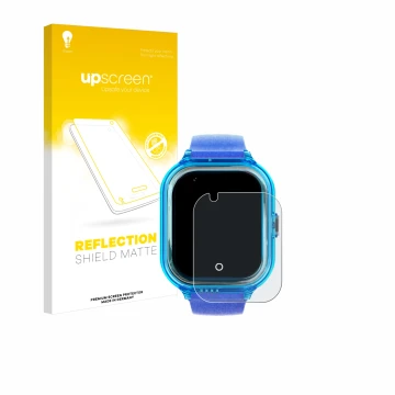 Vorderseite einer Produktverpackung mit dem Markenlogo upscreen. Daneben ist das Gerät SaveFamily Enjoy mit dem zugehörigen Di