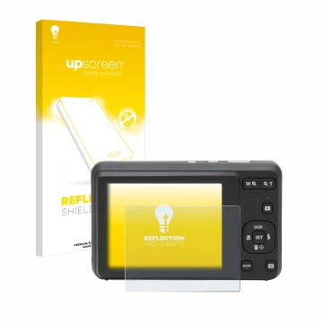 Vorderseite einer Produktverpackung mit dem Markenlogo upscreen. Daneben ist das Gerät Kodak Pixpro FZ55 mit dem zugehörigen D