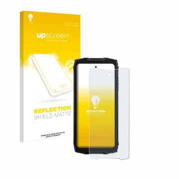 Vorderseite einer Produktverpackung mit dem Markenlogo upscreen. Daneben ist das Gerät Blackview BV9300 Pro mit dem zugehörige