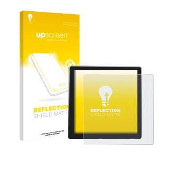 Vorderseite einer Produktverpackung mit dem Markenlogo upscreen. Daneben ist das Gerät Shelly Wall Display mit dem zugehörigen