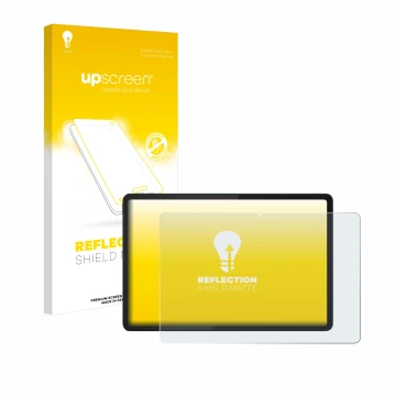 Vorderseite einer Produktverpackung mit dem Markenlogo upscreen. Daneben ist das Gerät Lenovo Tab K11 mit dem zugehörigen Disp