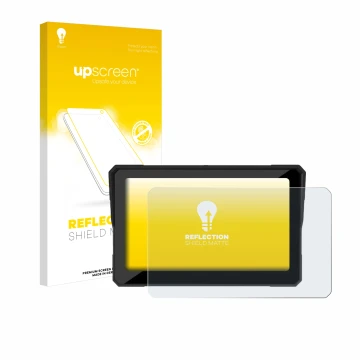 Vorderseite einer Produktverpackung mit dem Markenlogo upscreen. Daneben ist das Gerät Carpuride W702B 7