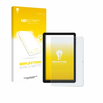 Vorderseite einer Produktverpackung mit dem Markenlogo upscreen. Daneben ist das Gerät Doogee T10W mit dem zugehörigen Display