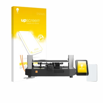 Vorderseite einer Produktverpackung mit dem Markenlogo upscreen. Daneben ist das Gerät Anycubic Kobra 3 mit dem zugehörigen Di