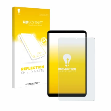 Vorderseite einer Produktverpackung mit dem Markenlogo upscreen. Daneben ist das Gerät Xiaomi Redmi Pad SE 8.7 4G mit dem zuge