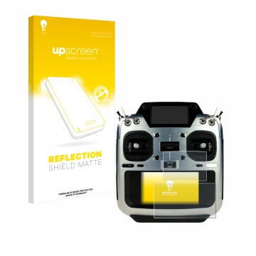 Vorderseite einer Produktverpackung mit dem Markenlogo upscreen. Daneben ist das Gerät Futaba T26SZ mit dem zugehörigen Displa