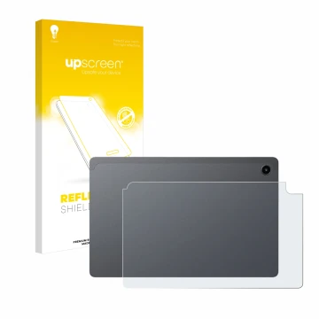 Vorderseite einer Produktverpackung mit dem Markenlogo upscreen. Daneben ist das Gerät Alldocube iPlay 60 Mini Pro (Rückseite)