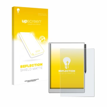 Vorderseite einer Produktverpackung mit dem Markenlogo upscreen. Daneben ist das Gerät reMarkable Paper Pro mit dem zugehörige