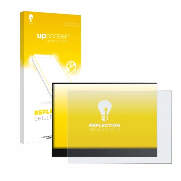 Vorderseite einer Produktverpackung mit dem Markenlogo upscreen. Daneben ist das Gerät Lenovo ThinkVision M14t Gen 2 mit dem z