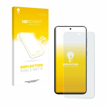 Vorderseite einer Produktverpackung mit dem Markenlogo upscreen. Daneben ist das Gerät Samsung Galaxy S24 FE mit dem zugehörig