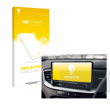 Vorderseite einer Produktverpackung mit dem Markenlogo upscreen. Daneben ist das Gerät Kia XCeed 2024 mit dem zugehörigen Disp