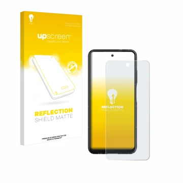 Vorderseite einer Produktverpackung mit dem Markenlogo upscreen. Daneben ist das Gerät HMD Fusion mit dem zugehörigen Displays