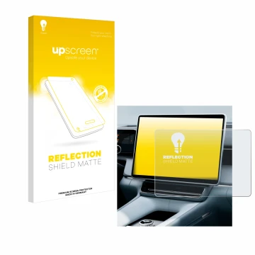 Vorderseite einer Produktverpackung mit dem Markenlogo upscreen. Daneben ist das Gerät Polestar 4 2025 mit dem zugehörigen Dis