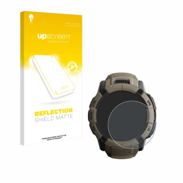 Vorderseite einer Produktverpackung mit dem Markenlogo upscreen. Daneben ist das Gerät Garmin Instinct 2X Solar Tactical Editi