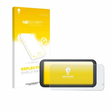 Vorderseite einer Produktverpackung mit dem Markenlogo upscreen. Daneben ist das Gerät Lamto Motorrad Carplay 6.25