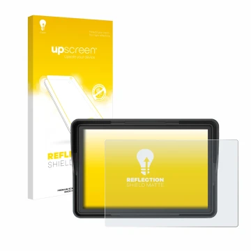 Vorderseite einer Produktverpackung mit dem Markenlogo upscreen. Daneben ist das Gerät Essgoo Motorrad Carplay 5