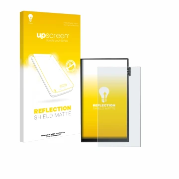 Vorderseite einer Produktverpackung mit dem Markenlogo upscreen. Daneben ist das Gerät iBasso DX180 mit dem zugehörigen Displa