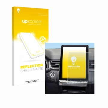 Vorderseite einer Produktverpackung mit dem Markenlogo upscreen. Daneben ist das Gerät Renault Symbioz 2024 mit dem zugehörige