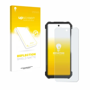 Vorderseite einer Produktverpackung mit dem Markenlogo upscreen. Daneben ist das Gerät 8849 Tank 3 Pro mit dem zugehörigen Dis