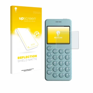 Vorderseite einer Produktverpackung mit dem Markenlogo upscreen. Daneben ist das Gerät Punkt MP02 mit dem zugehörigen Displays