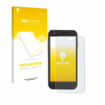 Vorderseite einer Produktverpackung mit dem Markenlogo upscreen. Daneben ist das Gerät Soyes XS12 mit dem zugehörigen Displays
