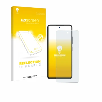 Vorderseite einer Produktverpackung mit dem Markenlogo upscreen. Daneben ist das Gerät ZTE Blade A75 4G mit dem zugehörigen Di