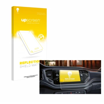 Vorderseite einer Produktverpackung mit dem Markenlogo upscreen. Daneben ist das Gerät Volkswagen Touran 2.0 Discover Media 8