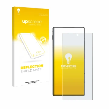 Vorderseite einer Produktverpackung mit dem Markenlogo upscreen. Daneben ist das Gerät Nubia Z70 Ultra mit dem zugehörigen Dis
