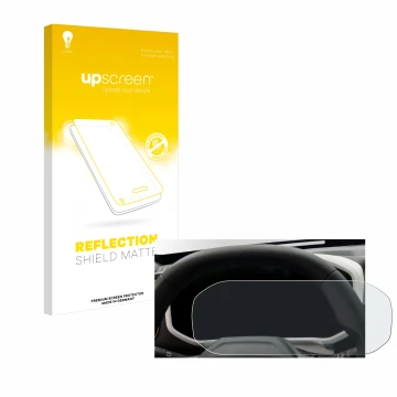 Vorderseite einer Produktverpackung mit dem Markenlogo upscreen. Daneben ist das Gerät Dacia Duster Tacho (2024) mit dem zugeh