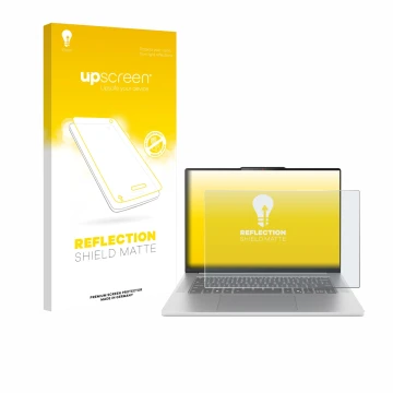 Vorderseite einer Produktverpackung mit dem Markenlogo upscreen. Daneben ist das Gerät Lenovo IdeaPad Slim 5 Gen 10 15